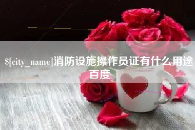 丽江消防设施操作员证有什么用途百度